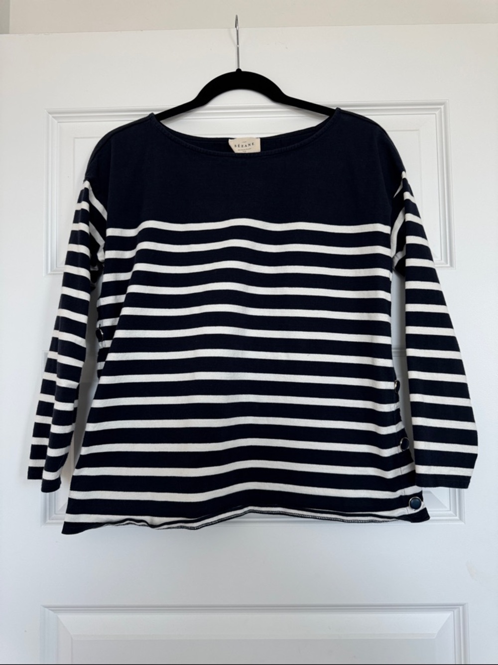 Sezane Noan Marinière Navy / Ecru - Size S